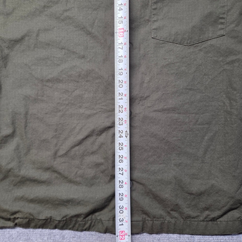 Gap Mens XXL Ripstop Cotton Button Down Shirt Olive Green Long Sleeve Overshirt - Picture 12 of 15